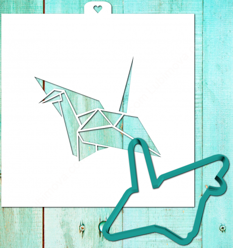 Трафарет+форма «Журавль оригами 3»