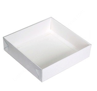 Коробка белая 12х12х3 см, прозрачная крышка