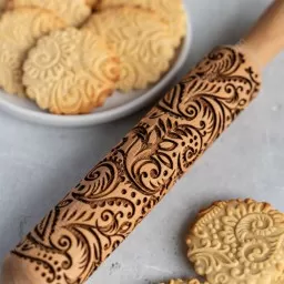 Скалка с узором Пейсли мелкий узор. Рецепт печенья в подарок. (-) Скалка с узором Пейсли мелкий узор. Рецепт печенья в подарок. (-)