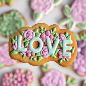 Love с цветами. Форма для пряников с трафаретом.