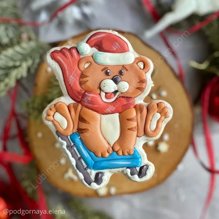 Новогодний Тигренок Трафарет Новогодний Тигренок Трафарет