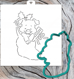 Трафарет+форма «Свинка в рождественском носке»