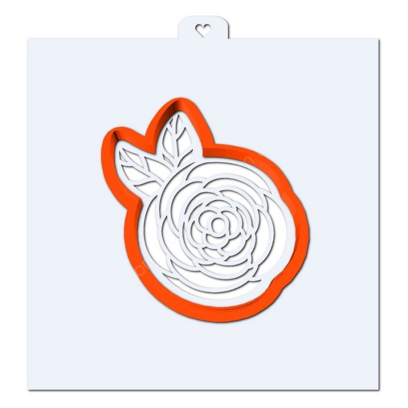 Цветок. Роза с листочками №4. Форма для пряников с трафаретом.