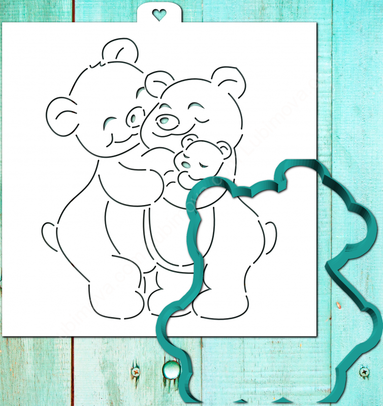 Трафарет+форма "Семья медведей"