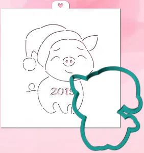 Трафарет+форма «Свинка в шапочке 2019»