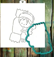 Cookie cutter and stencil set «Girl with candy»