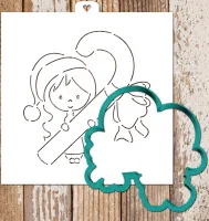Cookie cutter and stencil set «Girl with Lollipop»