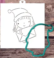 Cookie cutter and stencil set «Girl with a letter»