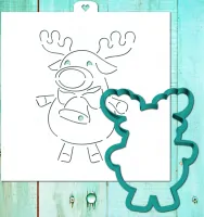 Cookie cutter and stencil set «A fawn with a bell»