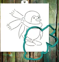 Cookie cutter and stencil set «Penguin with scarf»