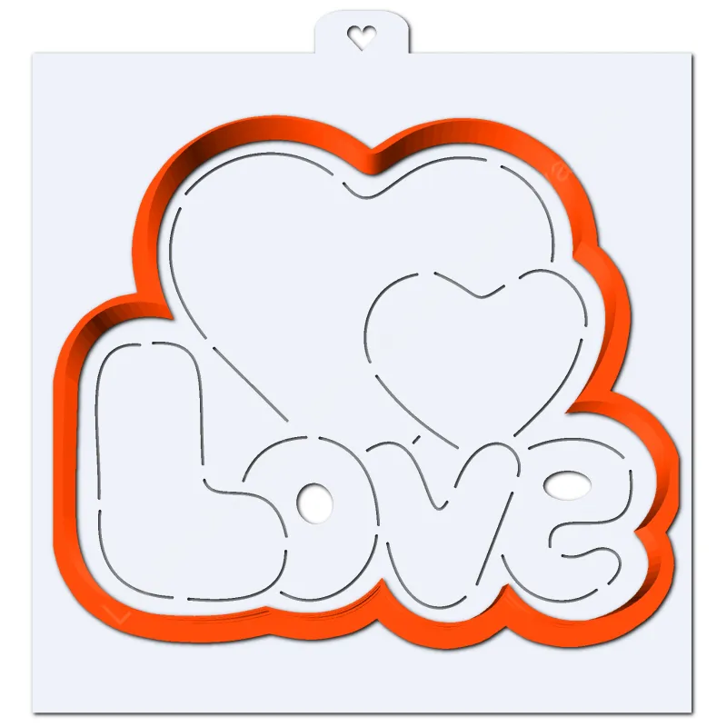 Love с сердцами. Форма для пряников с трафаретом.