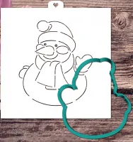 Cookie cutter and stencil set «Friendly Snowman»
