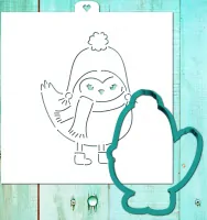 Cookie cutter and stencil set «Bird with scarf»