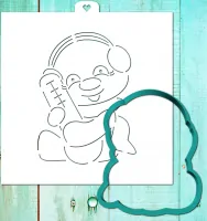 Cookie cutter and stencil set «Snowman with thermometer»