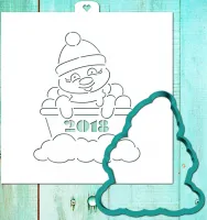 Cookie cutter with stencils set «Snowman 2018»