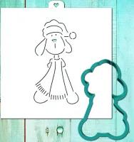 Cookie cutter and stencil set «Dog with scarf. The year of the dog»
