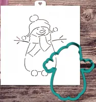 Cookie cutter and stencil set «Snowman fun»