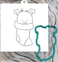 Cookie cutter and stencil set «Dog in a Christmas stocking. The year of the dog»