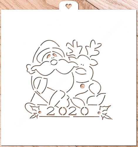 Трафарет "Санта и олень 2"