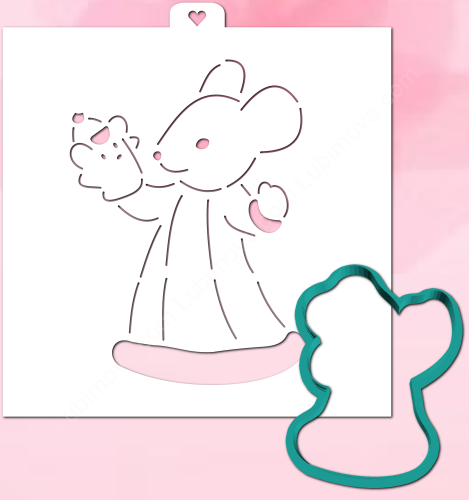 Трафарет+форма «Мышка с варежкой в виде мышки»