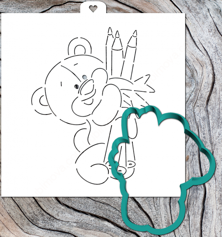 Трафарет+форма «Мишка с карандашами»