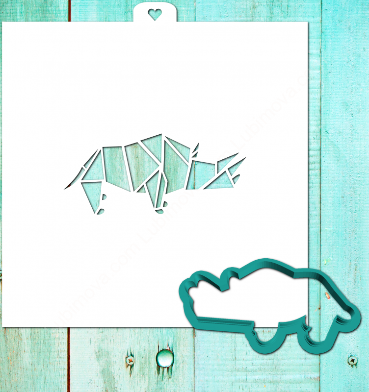 Трафарет+форма «Носорог оригами»