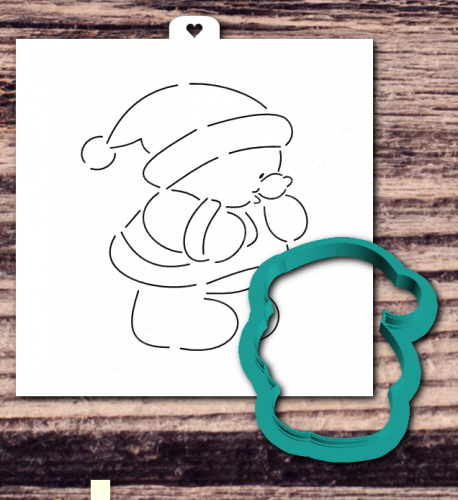 Трафарет+форма «Мишка в рождественском колпаке №2»
