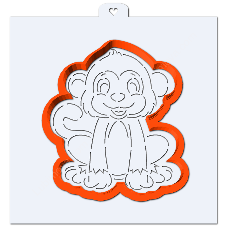 Веселая обезьянка. Форма для пряников с трафаретом.
