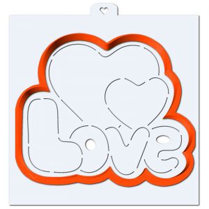 Love с сердцами. Форма для пряников с трафаретом.