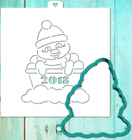 Cookie cutter with stencils set «Snowman 2018»