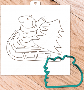 Трафарет+форма «Мышка в санях»