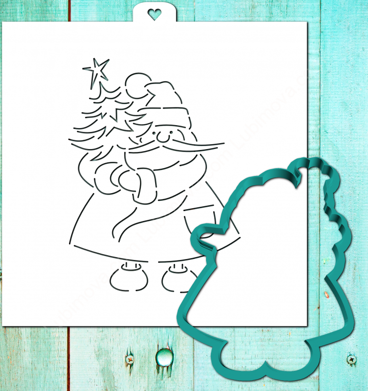 Трафарет+форма «Дед мороз с новогодней елкой»