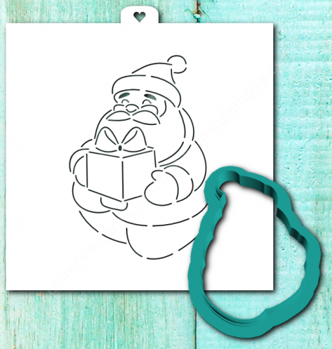 Трафарет+форма «Дед мороз с подарком»