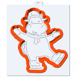 Коровка на коньках. Форма для пряников с трафаретом.