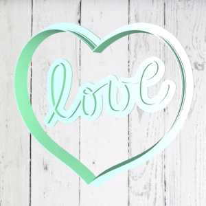 Штамп+резак «Сердце с надписью Love»
