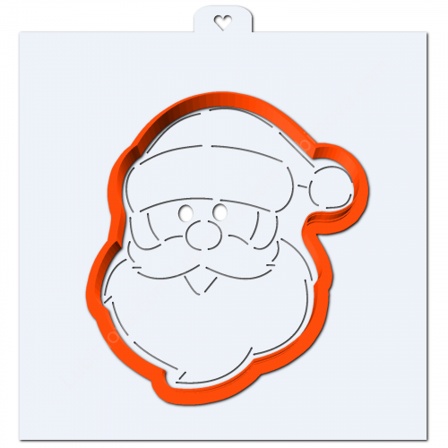 Голова Деда Мороза. Форма для пряников с трафаретом.