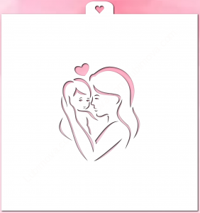 Трафарет «Мама с ребенком и сердцем» 