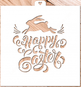 Трафарет "Happy Easter with Bunny. Счастливой пасхи с зайчиком"
