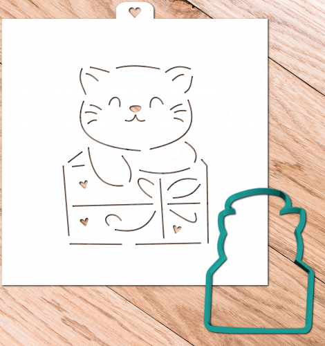 Трафарет+форма «Котик с конвертом»