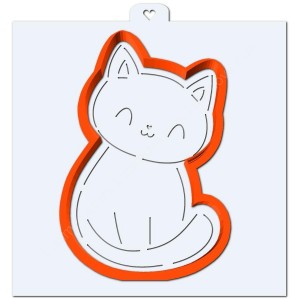 Котенок. Форма для пряников с трафаретом.