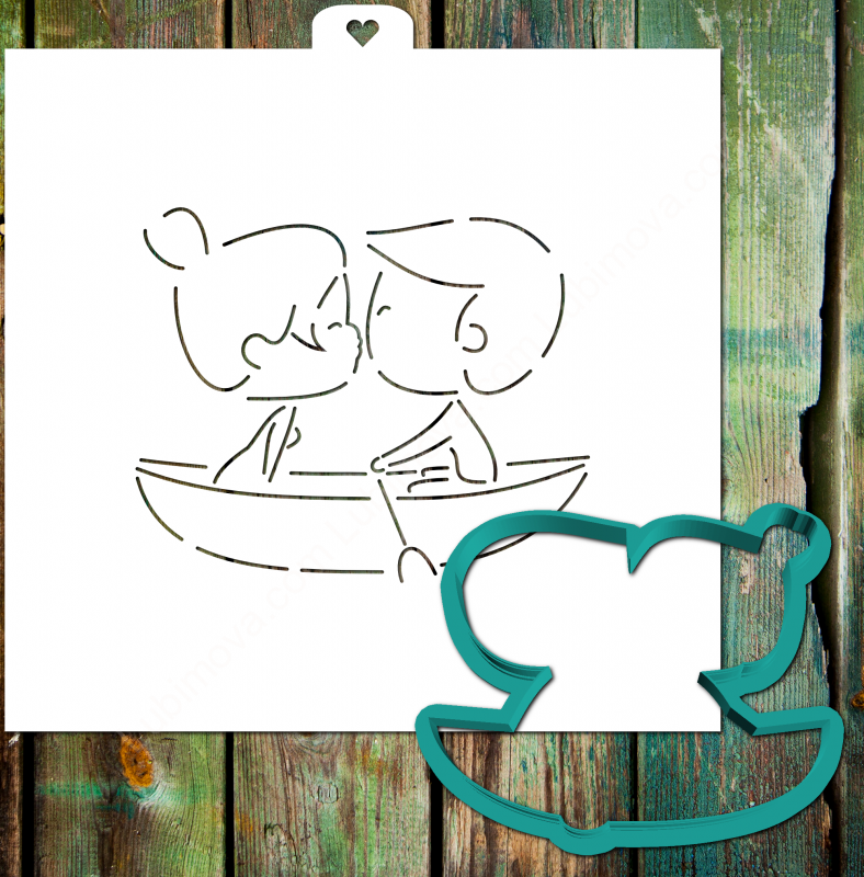 Трафарет+форма «Влюбленные в лодке»