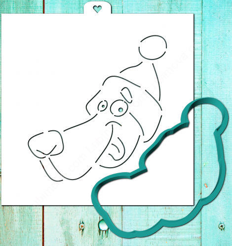Трафарет+форма "Голова пса в новогодней шапке. Год собаки"
