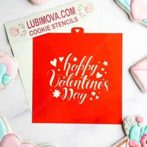 Надпись Happy Valentine's day. Трафарет для пряников.