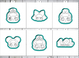 Набор трафареты+формы "Куклы LOL. Топперы на торт" 6 шт
