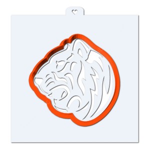 Голова серьезного тигра №2. Форма для пряников с трафаретом.