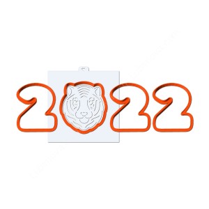 Формы для пряников и трафареты "2022 с головой тигра №2"
