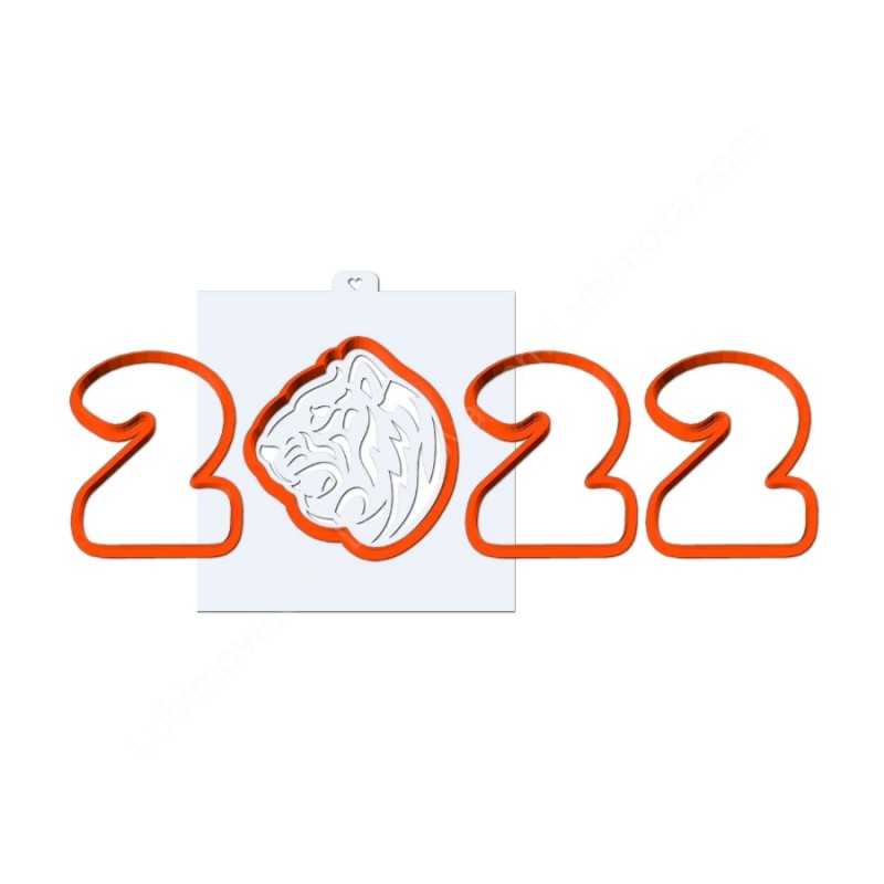 Формы для пряников и трафареты "2022 с головой тигра"